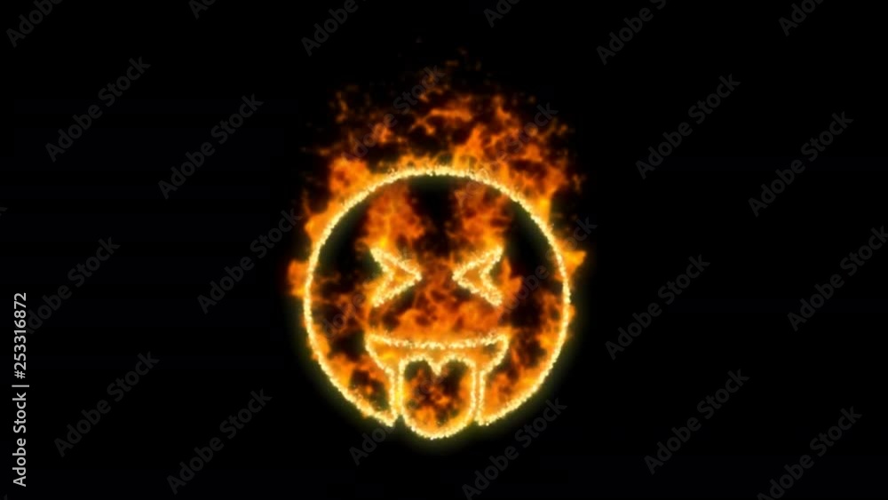 grin tongue squint symbol inflames. Then disappears. In - Out loop. Alpha channel Premultiplied - Matted with color black grin tongue squint symbol inflames. Then disappears. In - Out loop. Alpha channel Premultiplied - Matted with color black