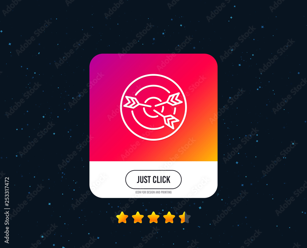 Target line icon. Marketing targeting strategy symbol. Aim with arrows sign. Web or internet line icon design. Rating stars. Just click button. Vector Target line icon. Marketing targeting strategy symbol. Aim with arrows sign. Web or internet line icon design. Rating stars. Just click button. Vector