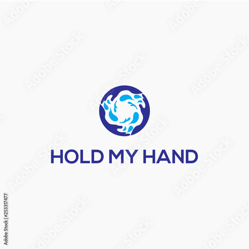 circle hand logo design concept, charity vector illustration.