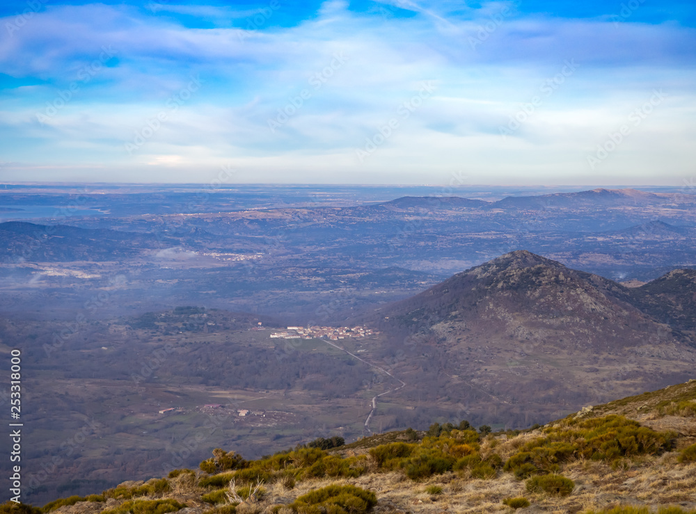 Aerial view of a mountain landscape on La Covatilla, Bejar (Salamanca)