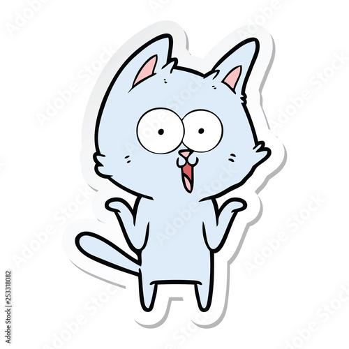 sticker of a funny cartoon cat © lineartestpilot