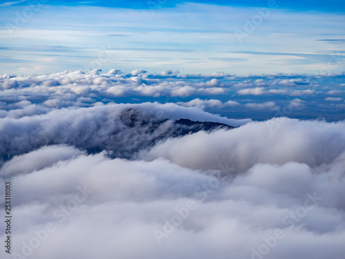 Landscape with a sea of clouds on the mountain in La Covatilla, Bejar (Salamanca)