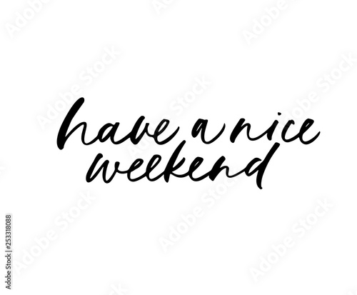 Have a nice weekend phrase. Vector illustration of handwritten lettering.