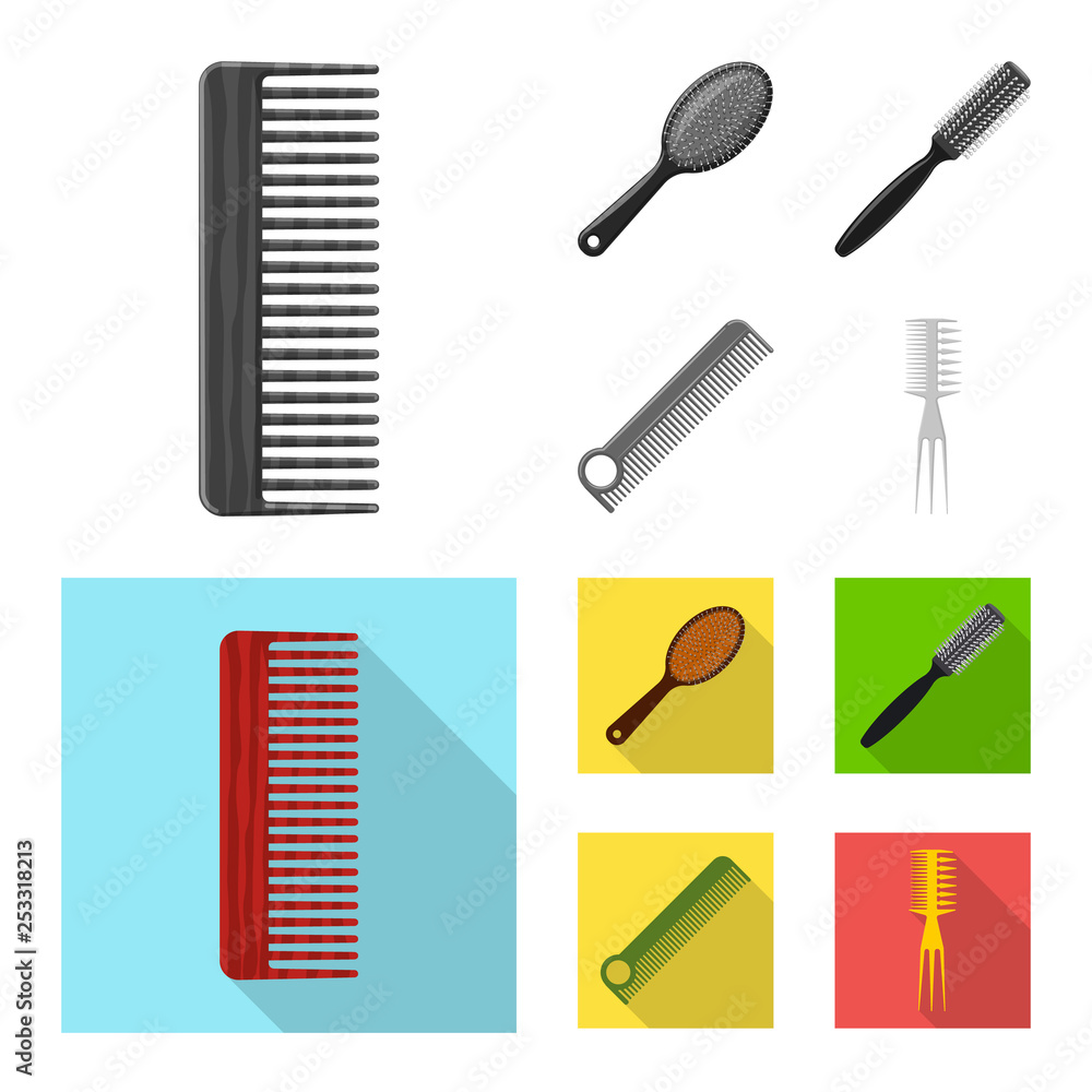 Isolated object of brush and hair logo. Set of brush and hairbrush stock vector illustration. Isolated object of brush and hair logo. Set of brush and hairbrush stock vector illustration.