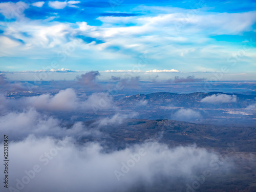 Landscape with a sea of clouds on the mountain in La Covatilla, Bejar (Salamanca)