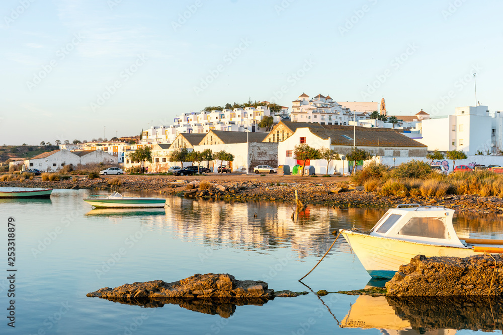 Ayamonte cityscape with fishermen's boats, Andalusia, Spain