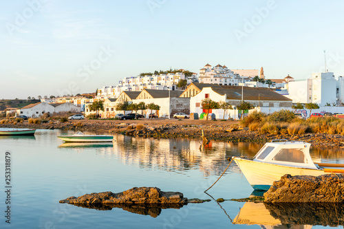 Ayamonte cityscape with fishermen's boats, Andalusia, Spain