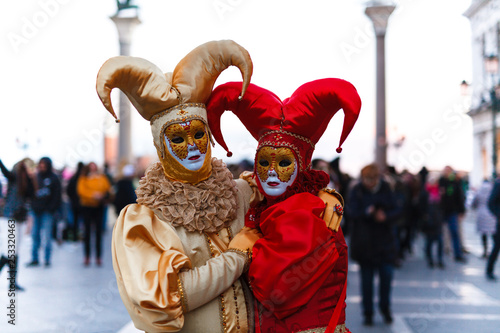 Beautiful Venetian masked model from the Venice Carnival 2019