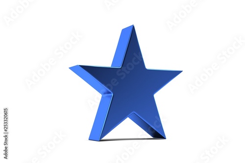Blue Star Symbol. 3D Render Illustration