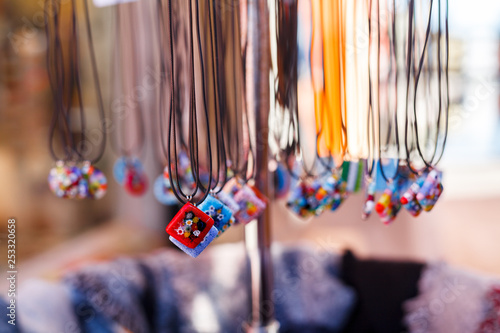 glass pendants in sale as souvenirs for tourist in Murano island, venice photo