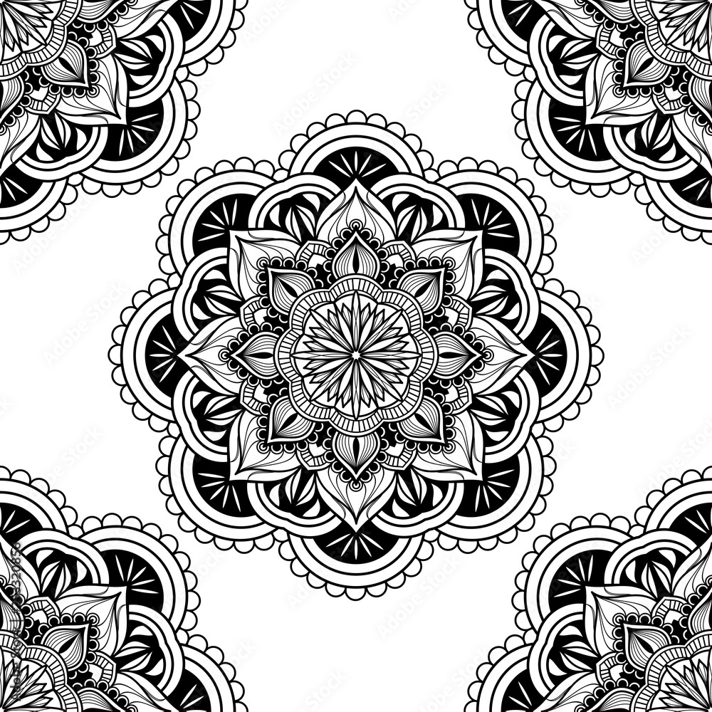 Seamless pattern of mandala on white background Seamless pattern of mandala on white background