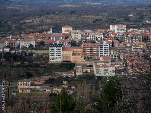 Aerial view of the mountain village Bejar (Salamanca)