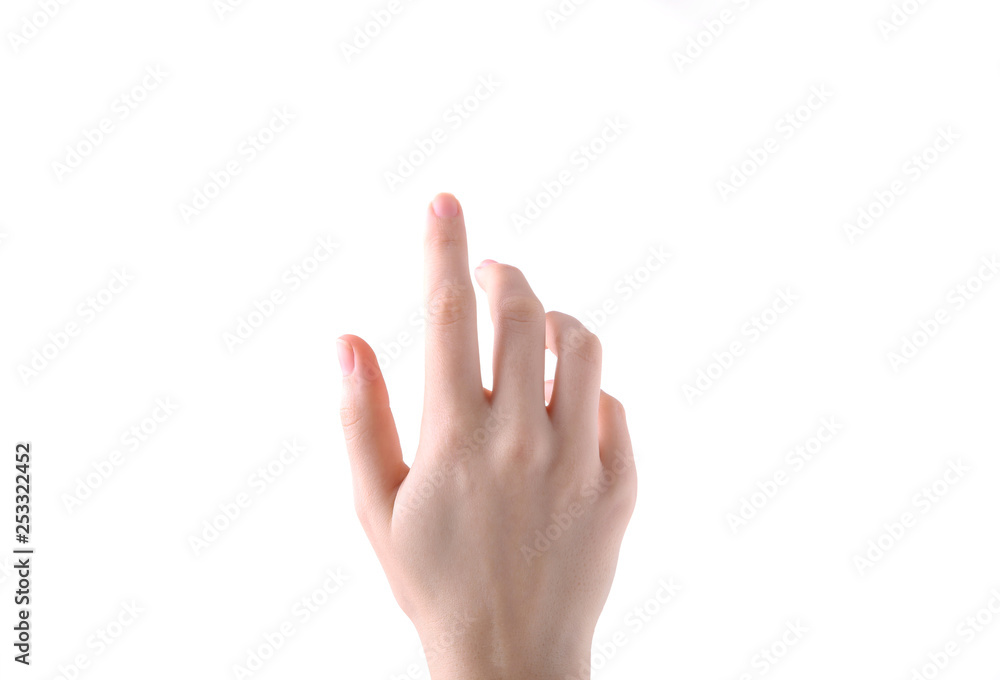 Female hand gesture isolated on a white background Female hand gesture isolated on a white background