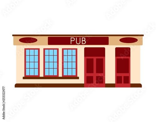 English pub bar icon. Facade of building. Vector flat illustration