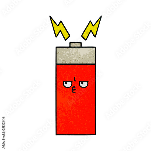 retro grunge texture cartoon battery