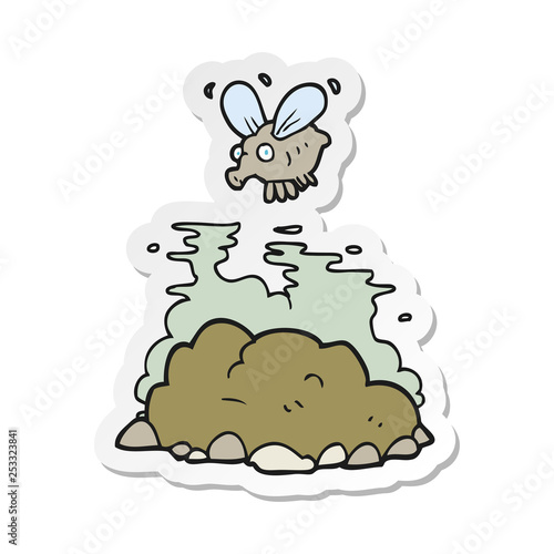 sticker of a cartoon fly and manure