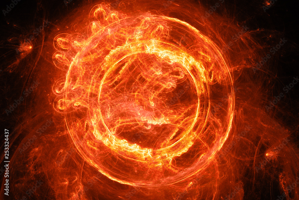 Obraz na plátně Fiery glowing plasma flame portal