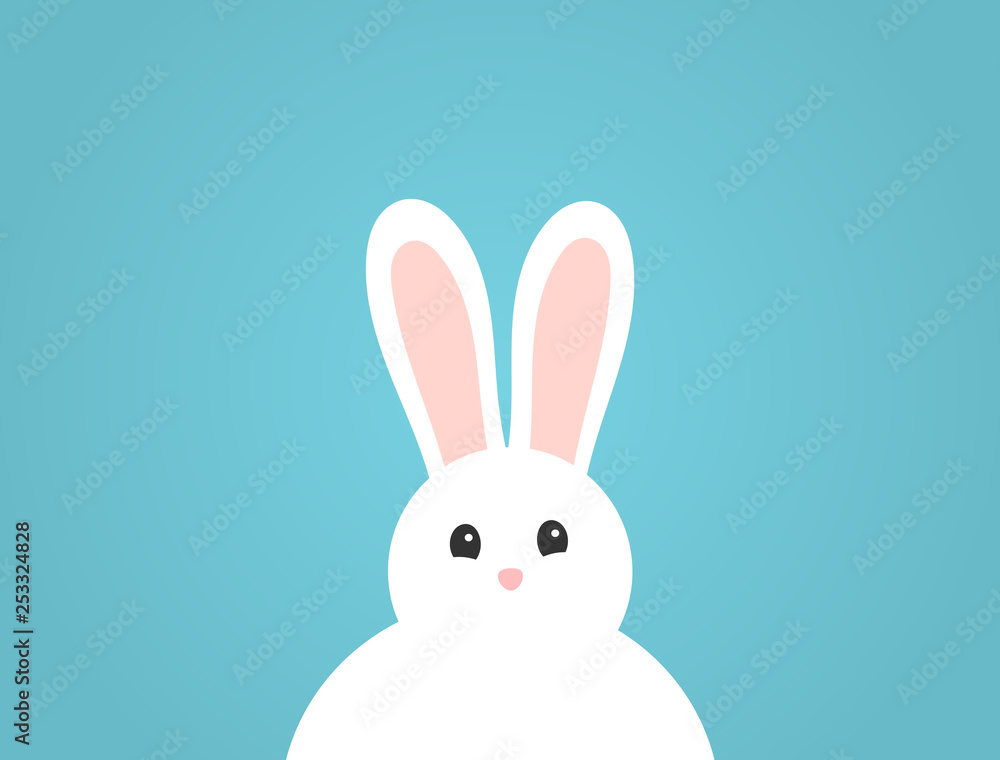 Adorable fluffy white bunny on blue background. Adorable fluffy white bunny on blue background.