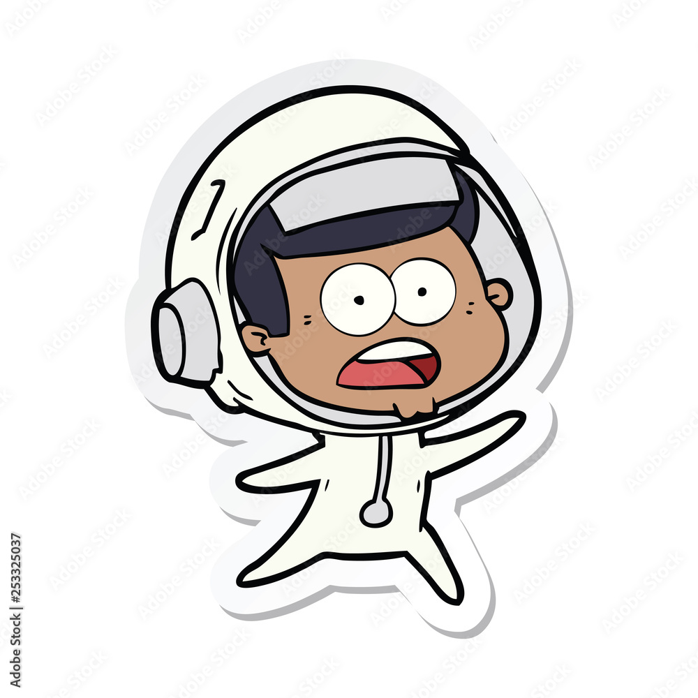 sticker of a cartoon surprised astronaut sticker of a cartoon surprised astronaut