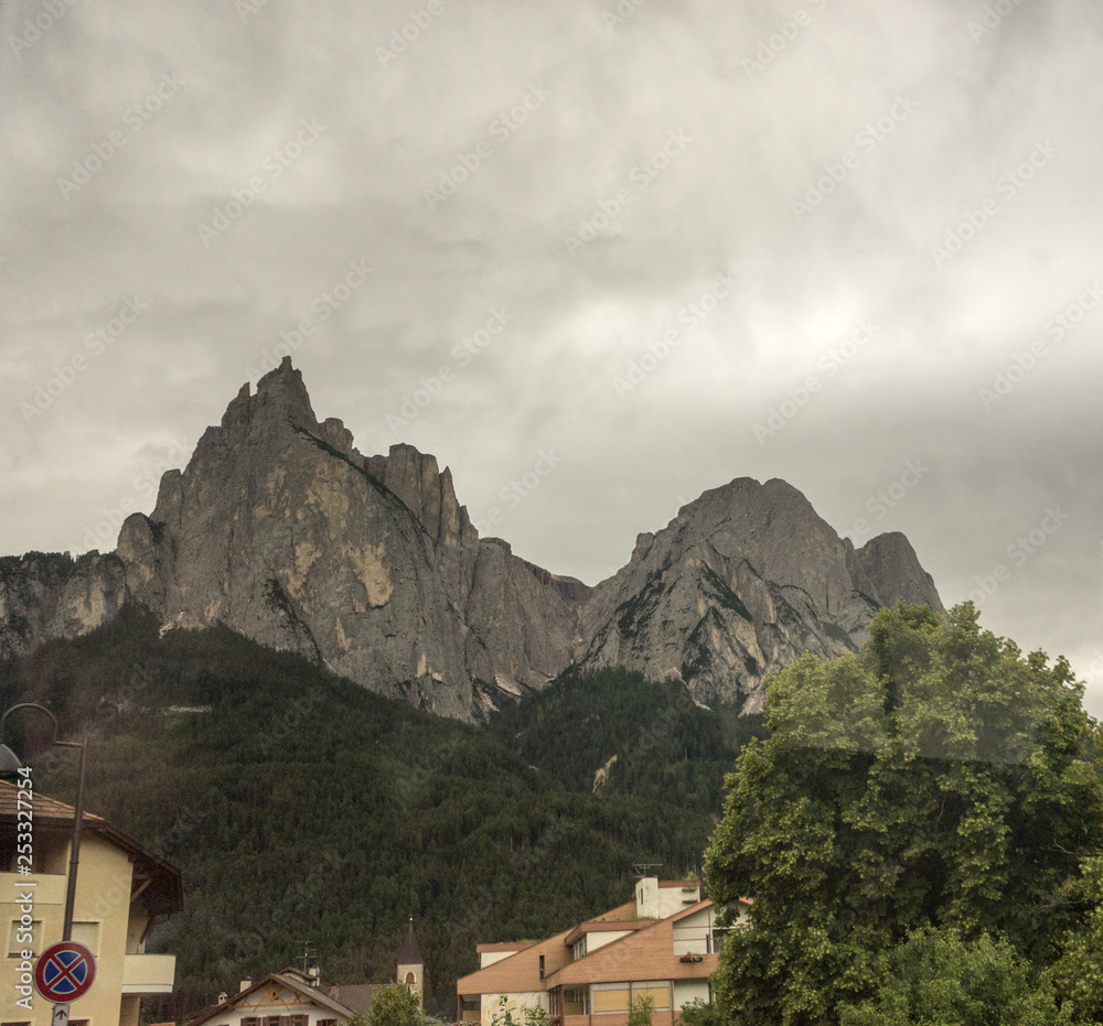 The Seis am Schlern, dolomites viewed at Kastelruth, Castelrotto in Italy