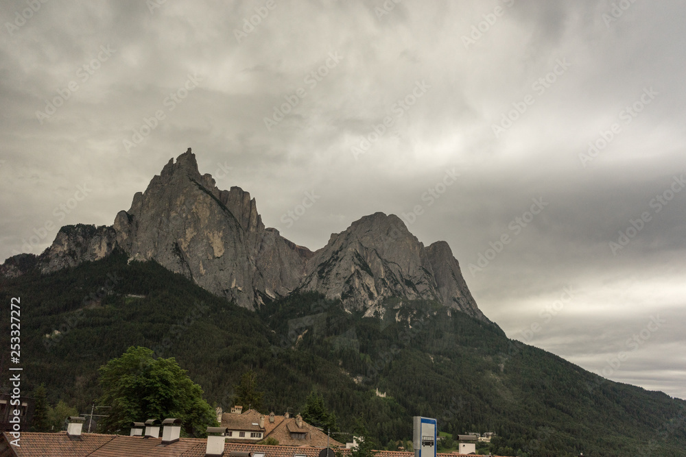 The Seis am Schlern, dolomites viewed at Kastelruth, Castelrotto in Italy The Seis am Schlern, dolomites viewed at Kastelruth, Castelrotto in Italy