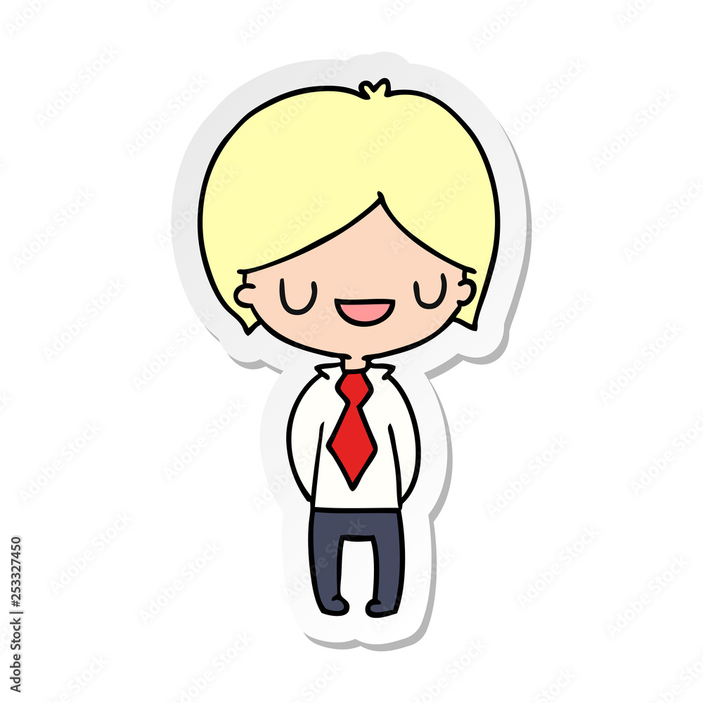 sticker cartoon of a kawaii cute boy sticker cartoon of a kawaii cute boy