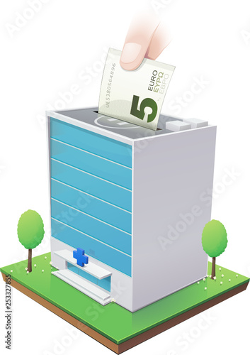 Investir un billet de 5 euros dans l'hôpital (détouré)