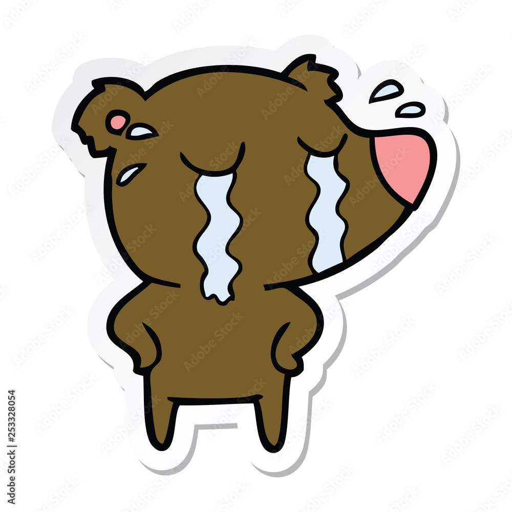 sticker of a cartoon crying polar bear sticker of a cartoon crying polar bear