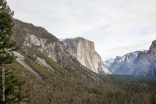 View of Landmark on view point Yosemite National Park in the winter at USA.