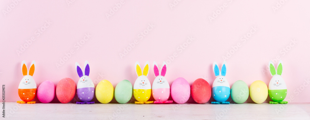 Easter scene with colored eggs