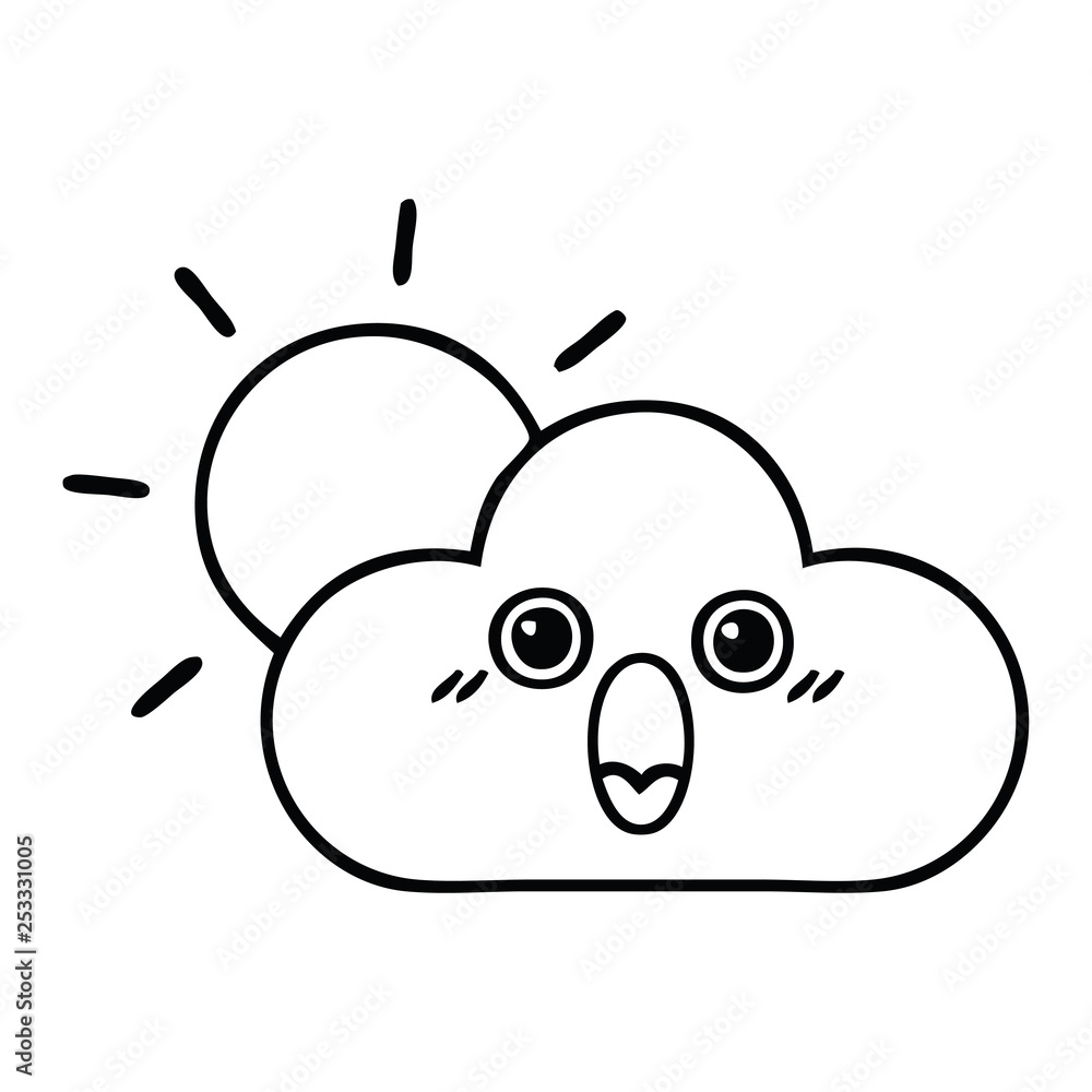 line drawing cartoon sun and cloud line drawing cartoon sun and cloud