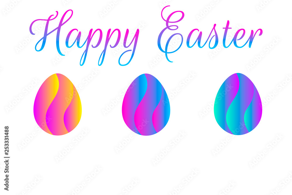 Happy easter greeting card with inscription and modern trendy eggs with bright creative neon colors and futuristic flow liquid shapes decor. Vector EPS 10 illustration. Happy easter greeting card with inscription and modern trendy eggs with bright creative neon colors and futuristic flow liquid shapes decor. Vector EPS 10 illustration.