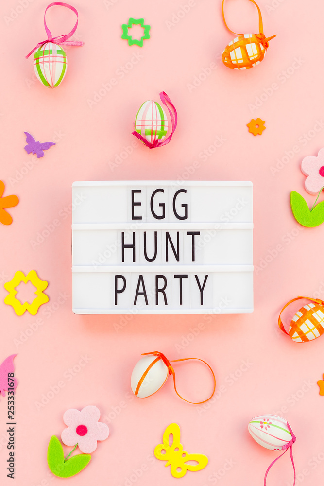 Creative Easter flat lay holiday text ligthbox Creative Easter flat lay holiday text ligthbox