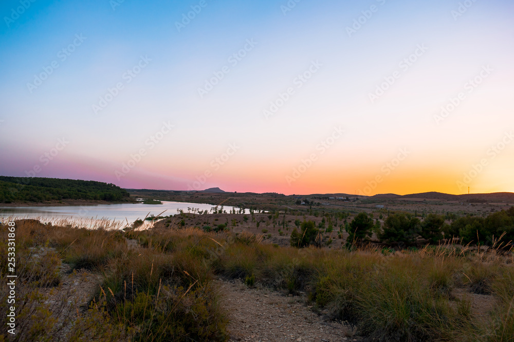 View of swamp in Almansa, Castilla La-Mancha, Spain.