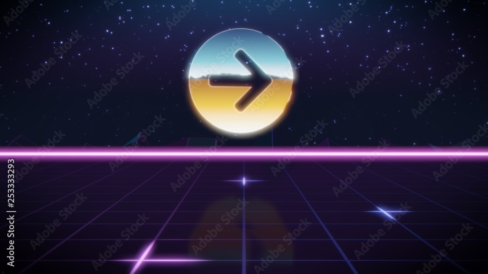 synthwave retro design icon of arrow synthwave retro design icon of arrow