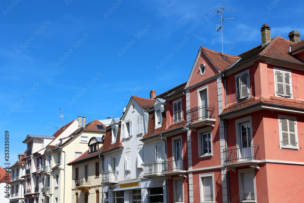 small historical apartment buildings in Strasbourg - France