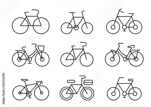 thin line icons set,transportation,Bicycle,vector illustrations