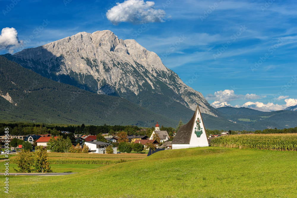Obermieming Village and Mieming Range in Tyrol Austria