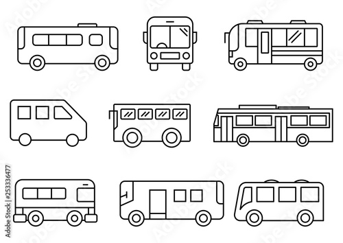 thin line icons set,transportation,Bus,vector illustrations