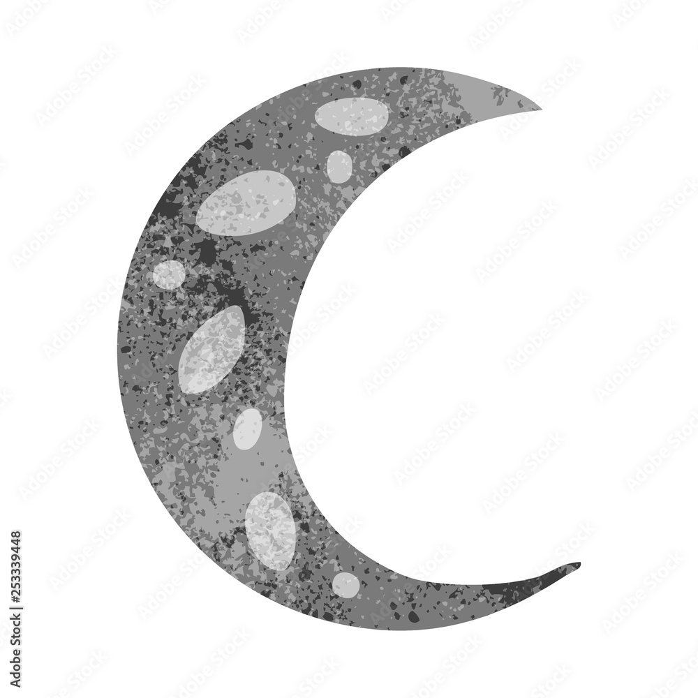 retro cartoon doodle of a crescent moon retro cartoon doodle of a crescent moon