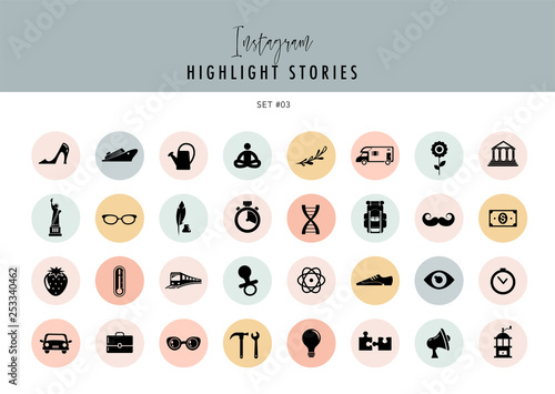 Instagram Highlights Stories Covers Icons collection. Fully editable, scalable vector file