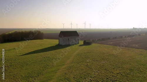Aerial sequence featuring The Chapel of St Peter-on-the-Wall, Bradwell-on-Sea, Essex. It is a Grade I listed building and among the oldest largely intact Christian churches in England, built in 660.