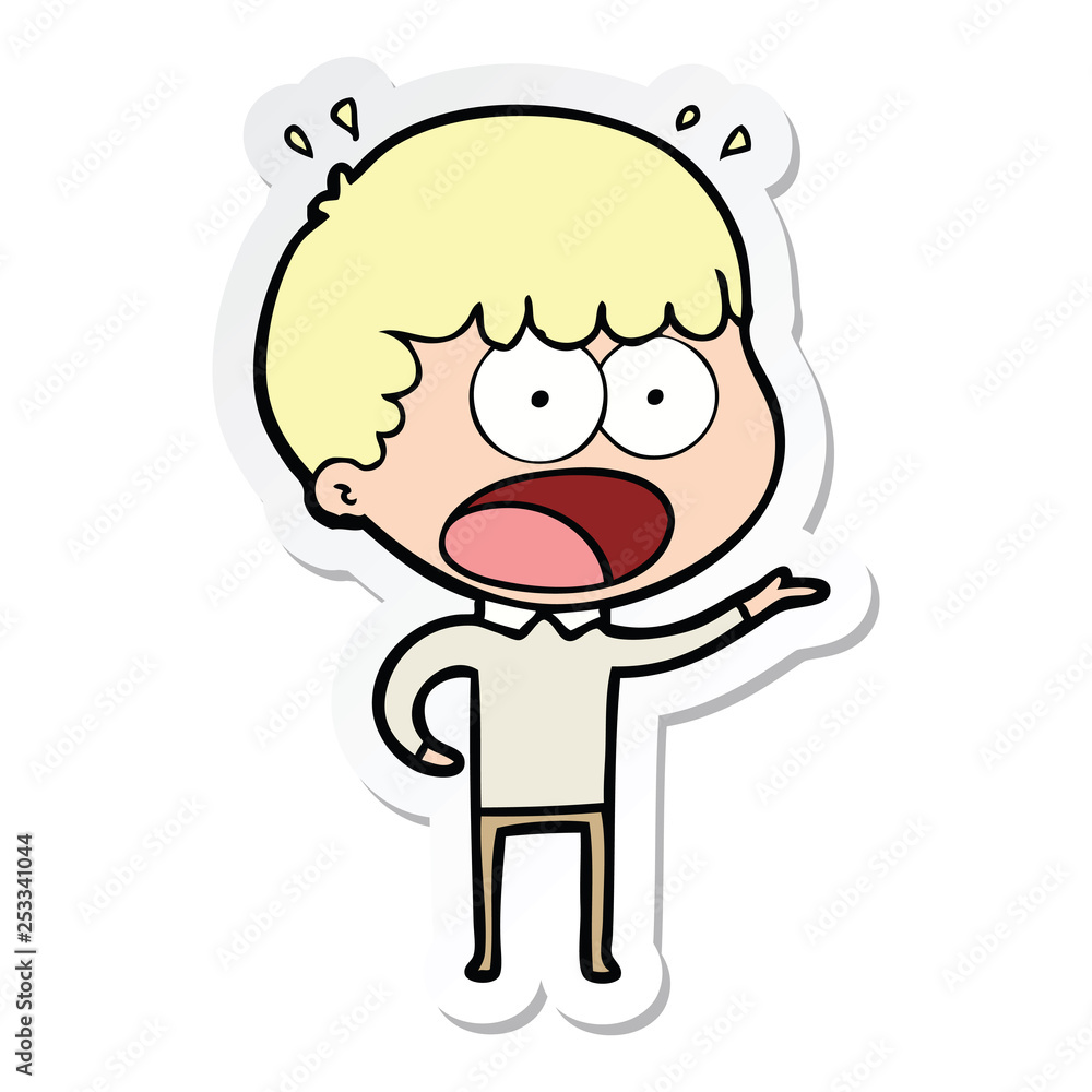 sticker of a cartoon shocked man sticker of a cartoon shocked man