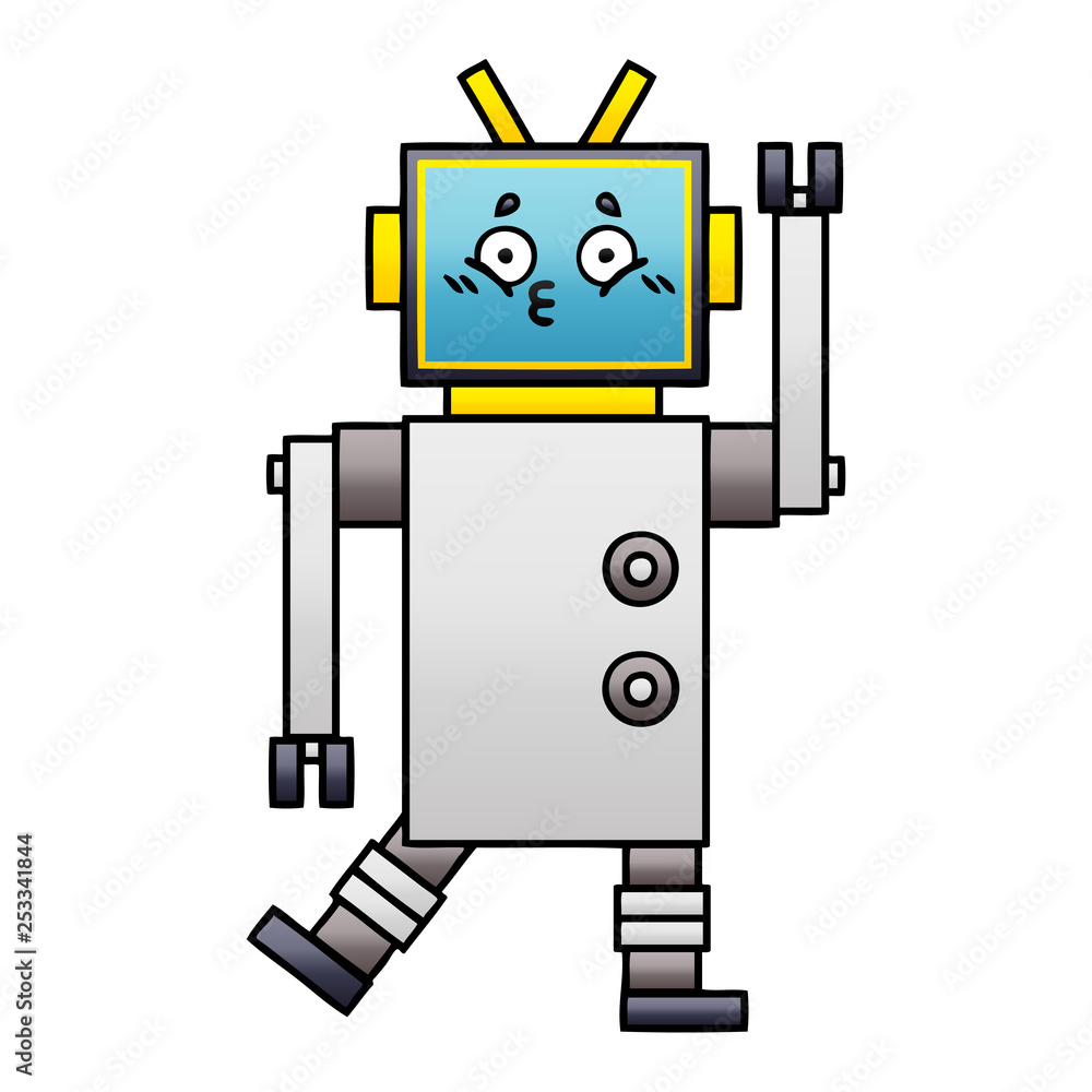gradient shaded cartoon robot gradient shaded cartoon robot