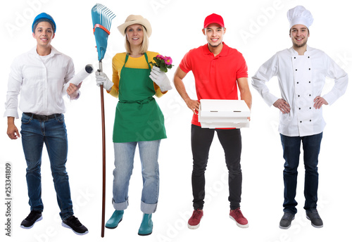 Cuadro en lienzo Ausbildung Berufe junge Leute Beruf Ganzkörper Portrait Freisteller freigestellt
