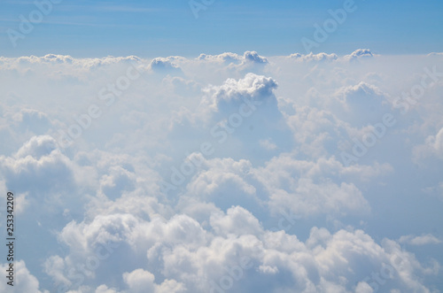 The sky with clouds view from airplane window