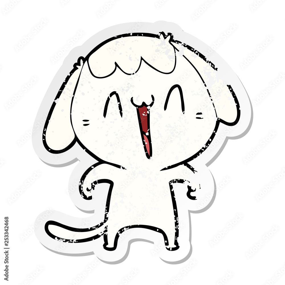 Obraz premium distressed sticker of a cute cartoon dog