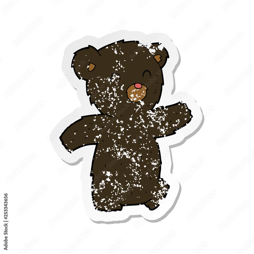 retro distressed sticker of a cartoon black bear retro distressed sticker of a cartoon black bear