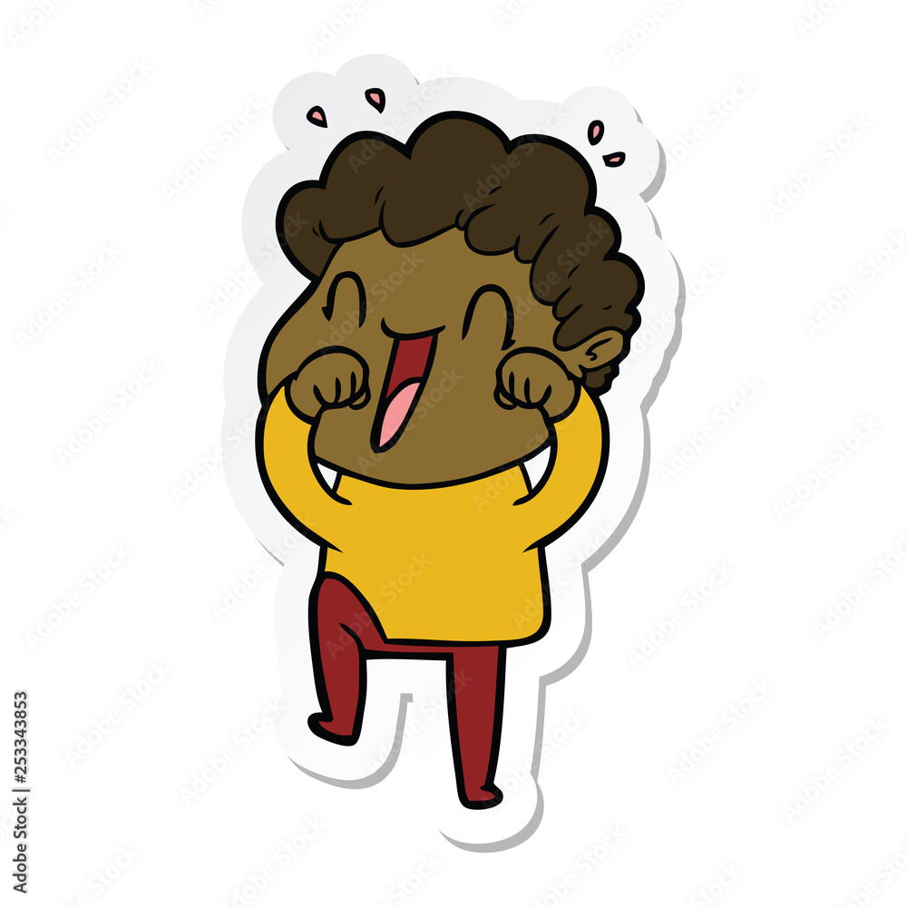 sticker of a cartoon happy man sticker of a cartoon happy man