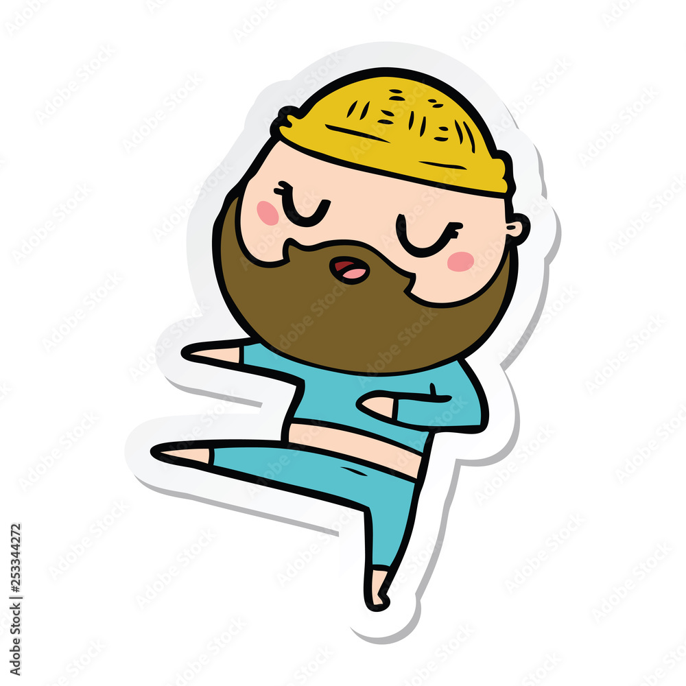 sticker of a cartoon man with beard dancing
